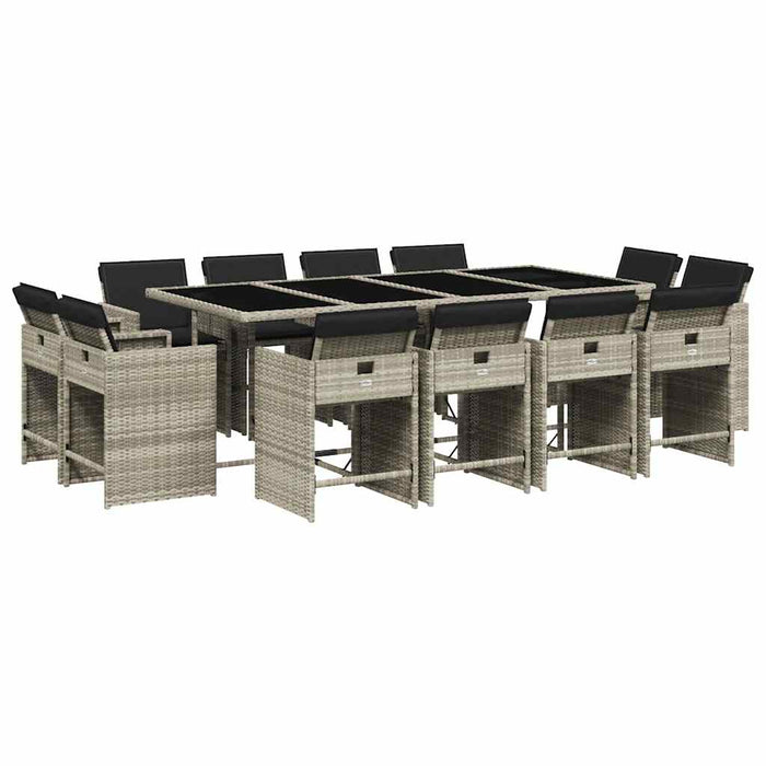 Set mobilier de grădină cu perne 13 piese gri deschis poliratan - WALTI WALTI