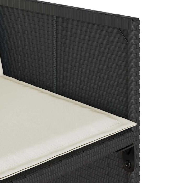 Set mobilier de grădină cu perne, 13 piese, negru, poliratan WALTI