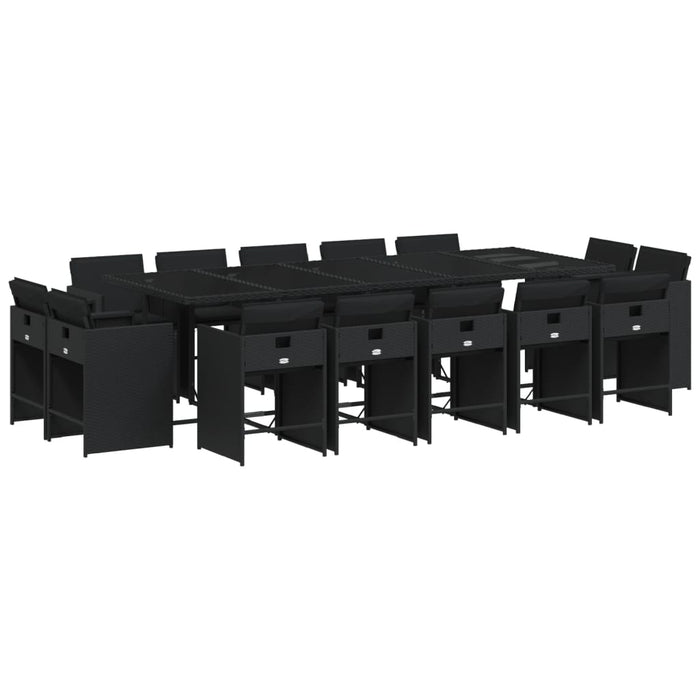 Set mobilier de grădină cu perne, 15 piese, negru, poliratan - WALTI WALTI