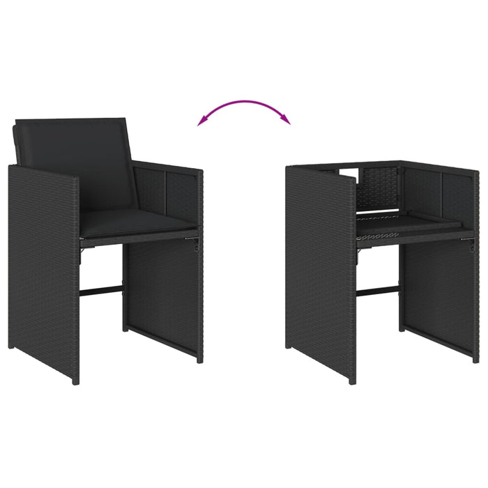 Set mobilier de grădină cu perne, 15 piese, negru, poliratan - WALTI WALTI