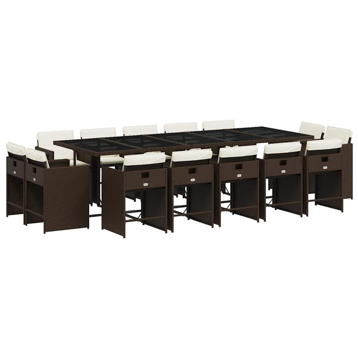 Set mobilier de grădină cu perne, 15 piese, maro, poliratan - WALTI WALTI