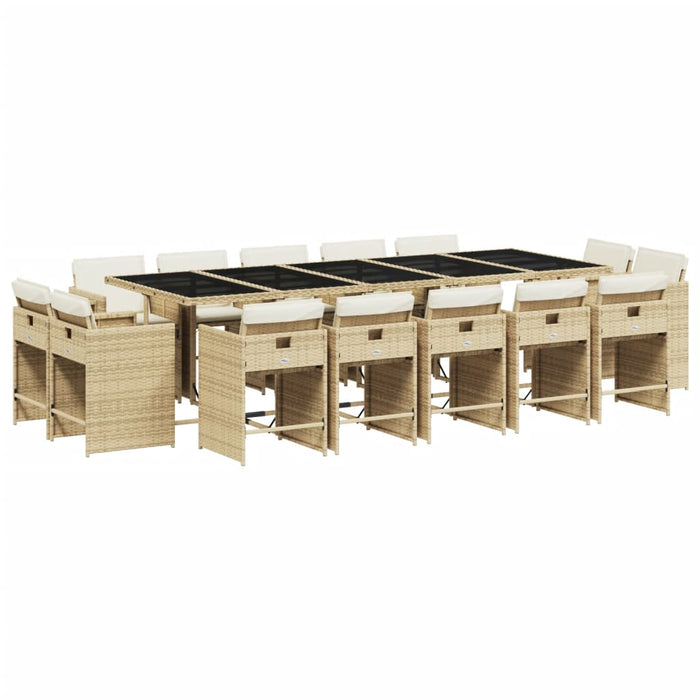 Set mobilier de grădină cu perne, 15 piese, bej, poliratan - WALTI WALTI