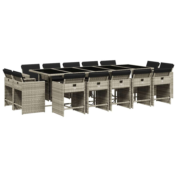 Set mobilier de grădină cu perne 15 piese gri deschis poliratan - WALTI WALTI