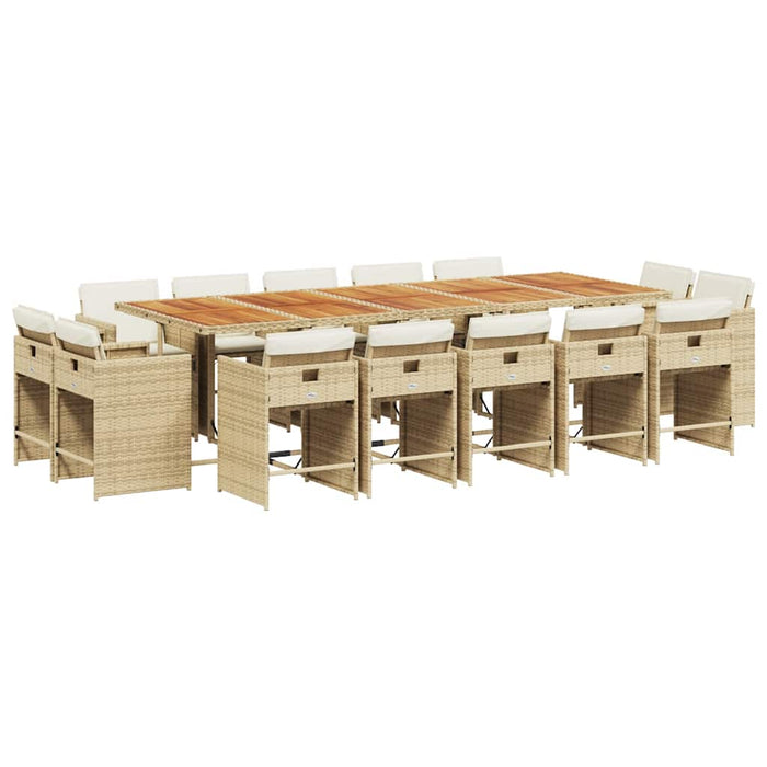 Set mobilier de grădină cu perne, 15 piese, bej, poliratan - WALTI WALTI