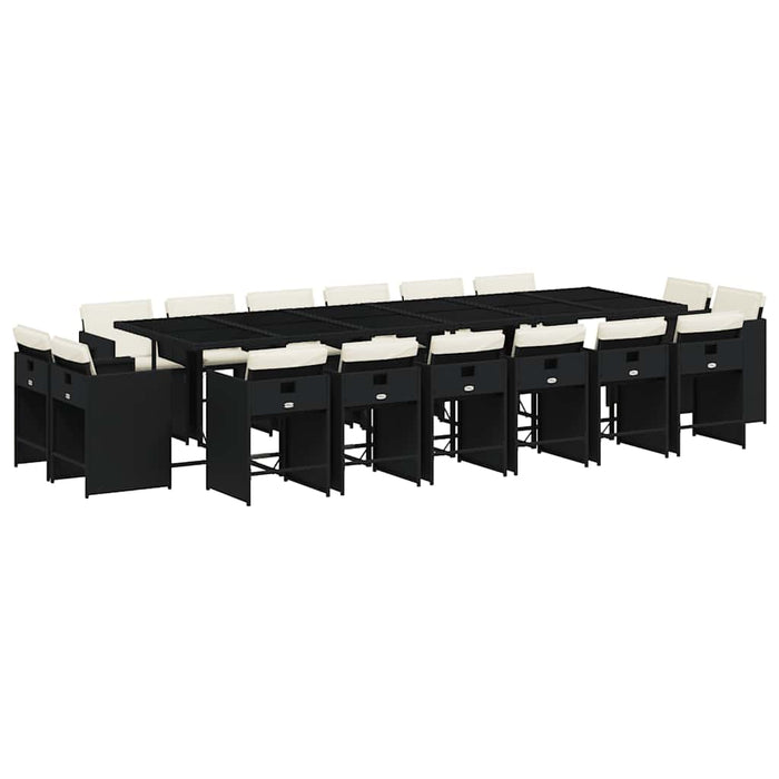 Set mobilier de grădină cu perne, 17 piese, negru, poliratan - WALTI WALTI
