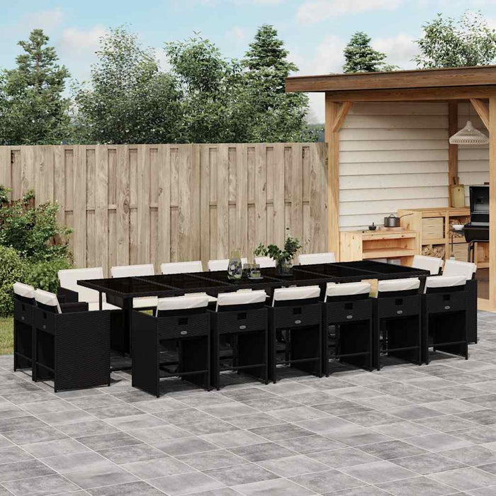 Set mobilier de grădină cu perne, 17 piese, negru, poliratan - WALTI WALTI