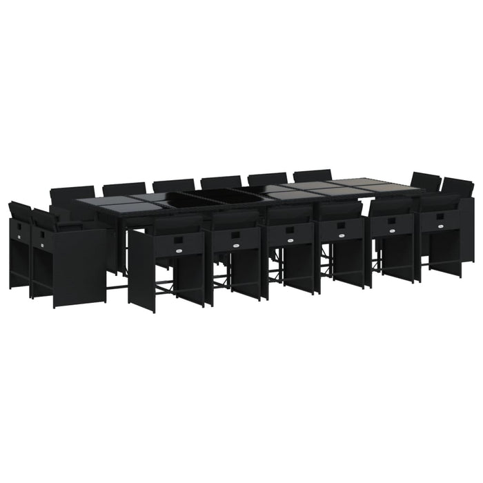 Set mobilier de grădină cu perne, 17 piese, negru, poliratan - WALTI WALTI