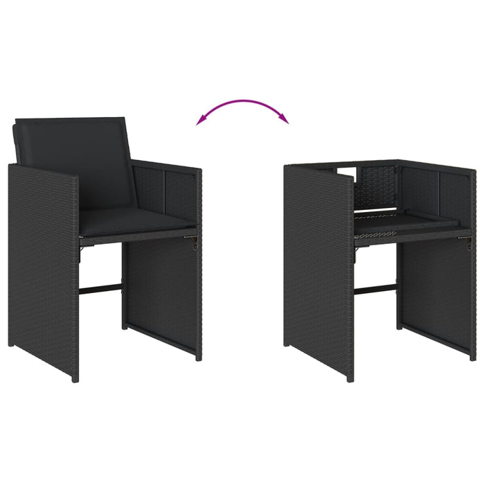 Set mobilier de grădină cu perne, 17 piese, negru, poliratan - WALTI WALTI