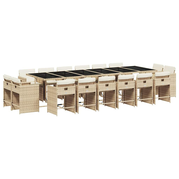 Set mobilier de grădină cu perne, 17 piese, bej, poliratan WALTI