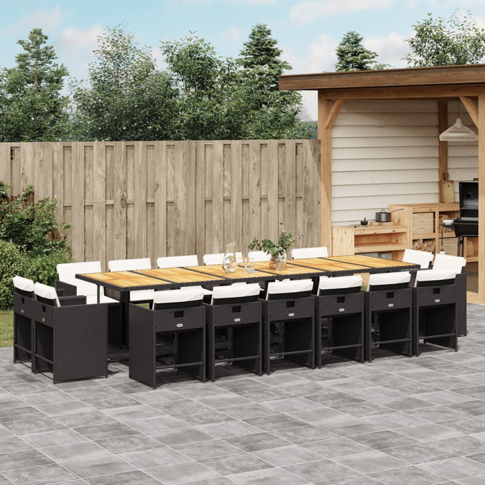 Set mobilier de grădină cu perne, 17 piese, negru, poliratan - WALTI WALTI