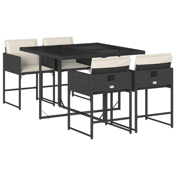 Set mobilier de grădină cu perne, 5 piese, negru, poliratan WALTI