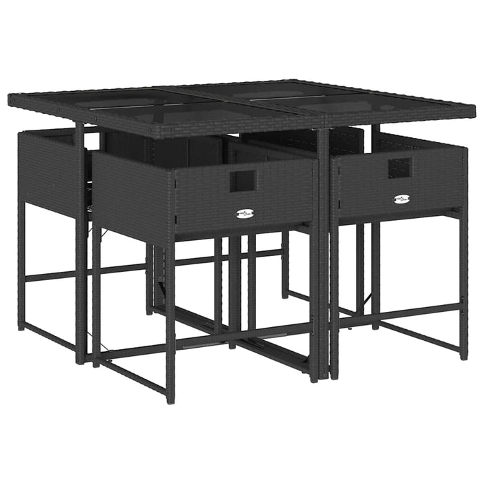 Set mobilier de grădină cu perne, 5 piese, negru, poliratan WALTI