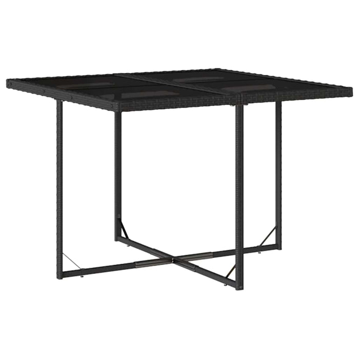 Set mobilier de grădină cu perne, 5 piese, negru, poliratan WALTI