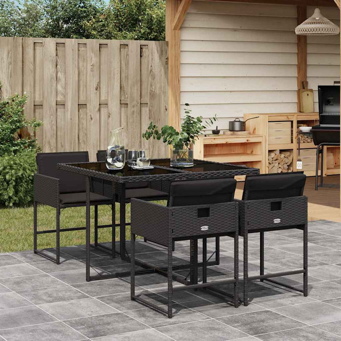 Set mobilier de grădină cu perne, 5 piese, negru, poliratan - WALTI WALTI