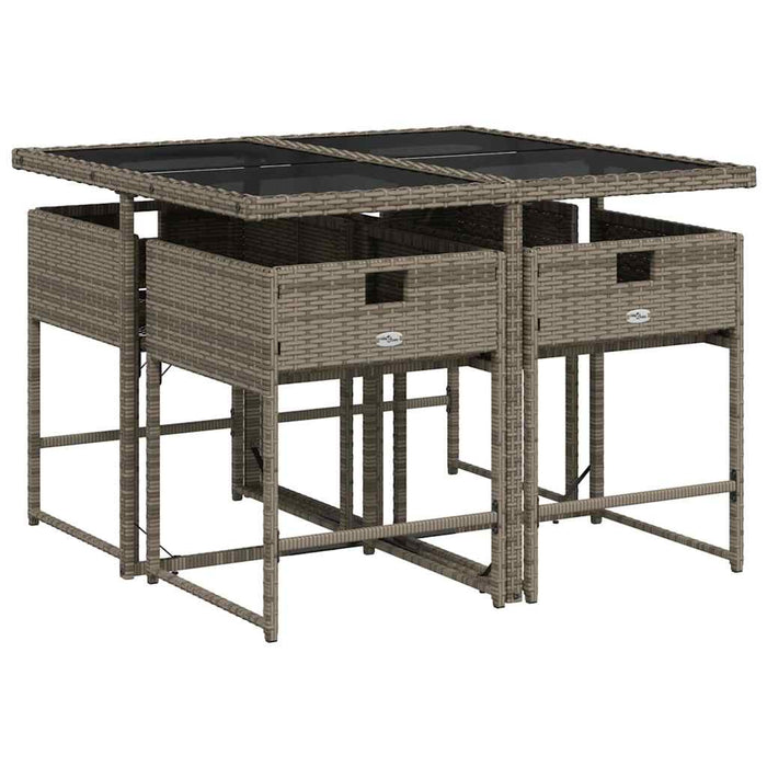 Set mobilier de grădină cu perne, 5 piese, gri, poliratan - WALTI WALTI