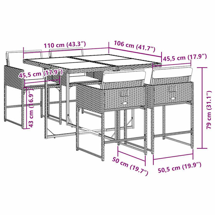 Set mobilier de grădină cu perne, 5 piese, gri, poliratan - WALTI WALTI