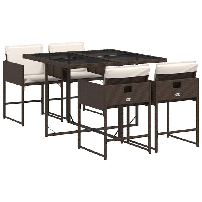 Set mobilier de grădină, 5 piese, cu perne, maro, poliratan - WALTI WALTI
