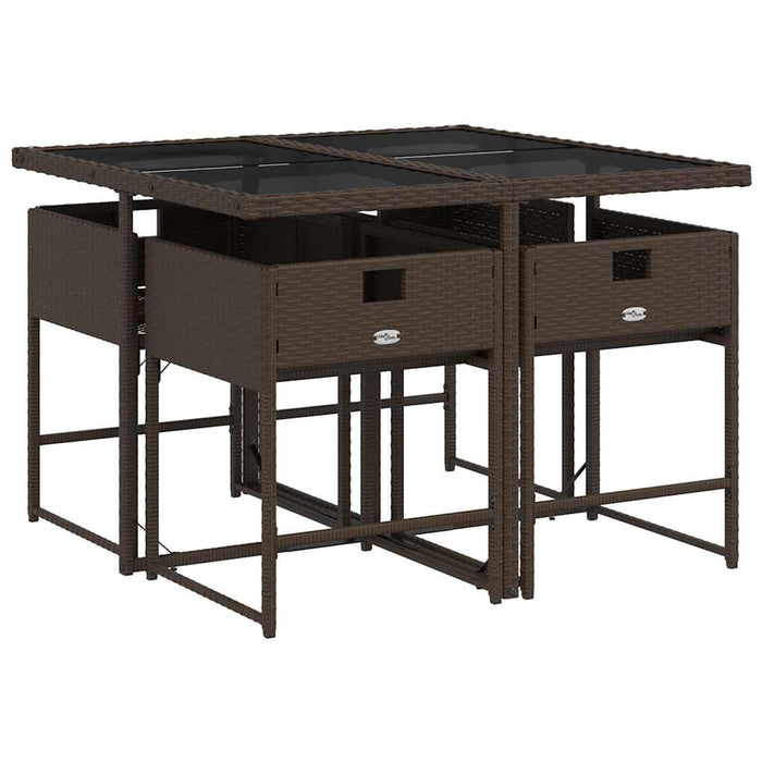 Set mobilier de grădină, 5 piese, cu perne, maro, poliratan - WALTI WALTI