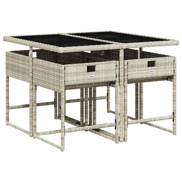 Set mobilier de grădină cu perne, 5 piese gri deschis poliratan - WALTI WALTI
