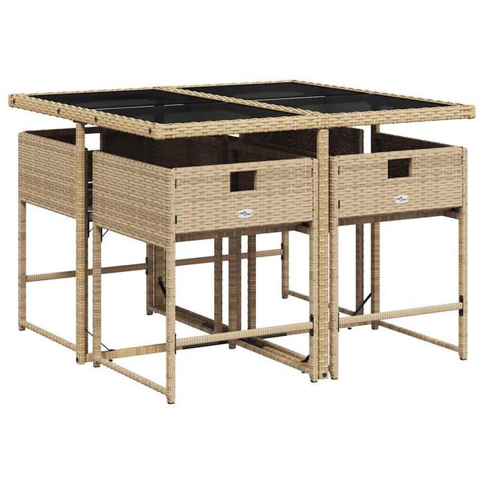 Set mobilier pentru grădină, 5 piese, cu perne, bej, poliratan - WALTI WALTI