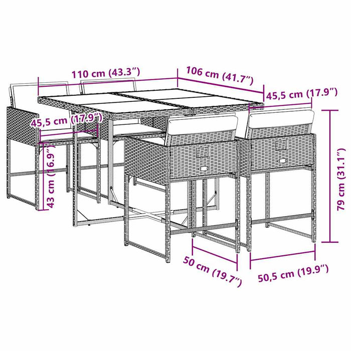 Set mobilier de grădină cu perne, 5 piese, gri, poliratan - WALTI WALTI