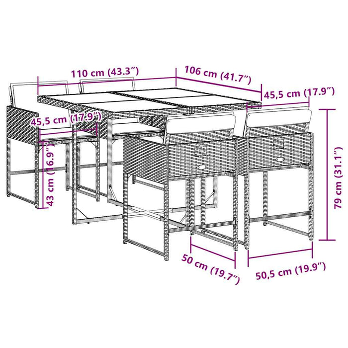 Set mobilier de grădină cu perne, 5 piese, negru, poliratan - WALTI WALTI