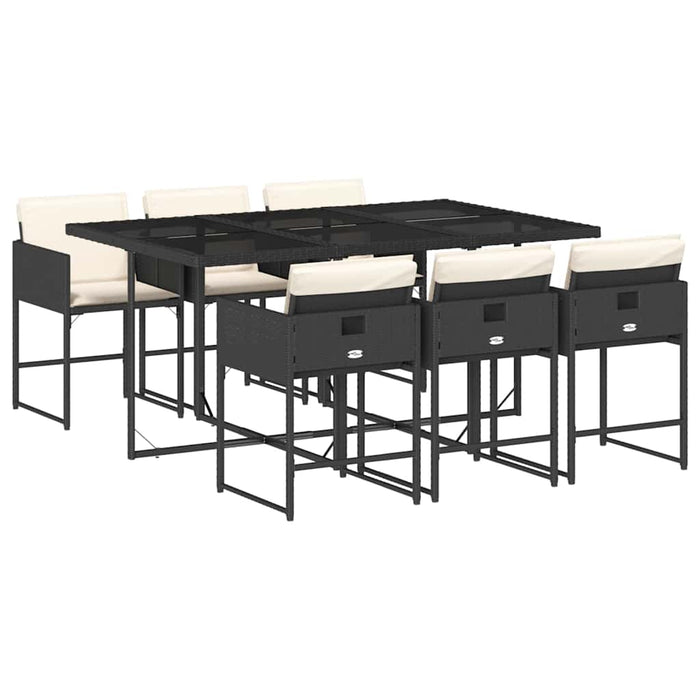 Set mobilier de grădină cu perne, 7 piese, negru, poliratan - WALTI WALTI