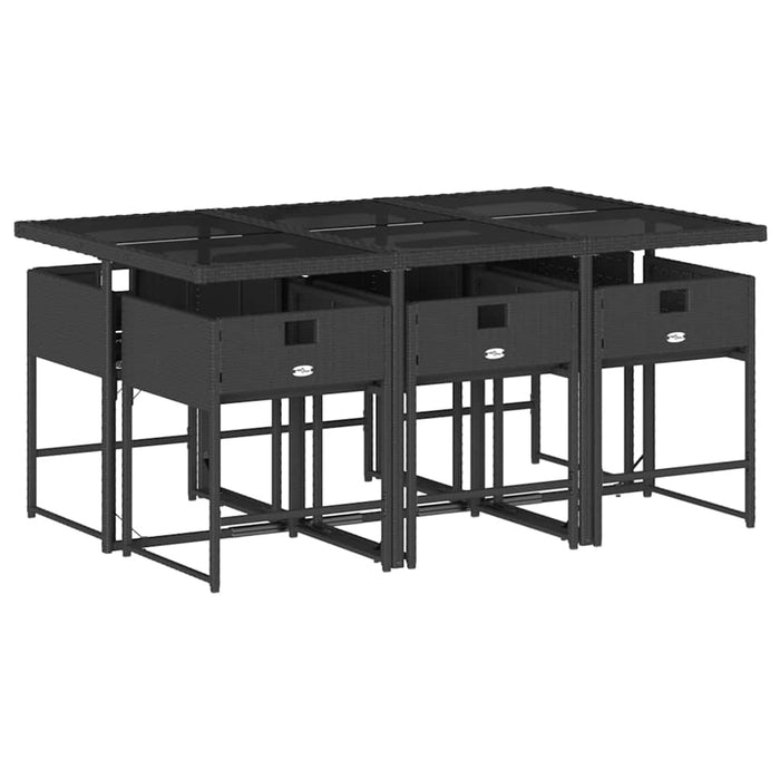 Set mobilier de grădină cu perne, 7 piese, negru, poliratan - WALTI WALTI