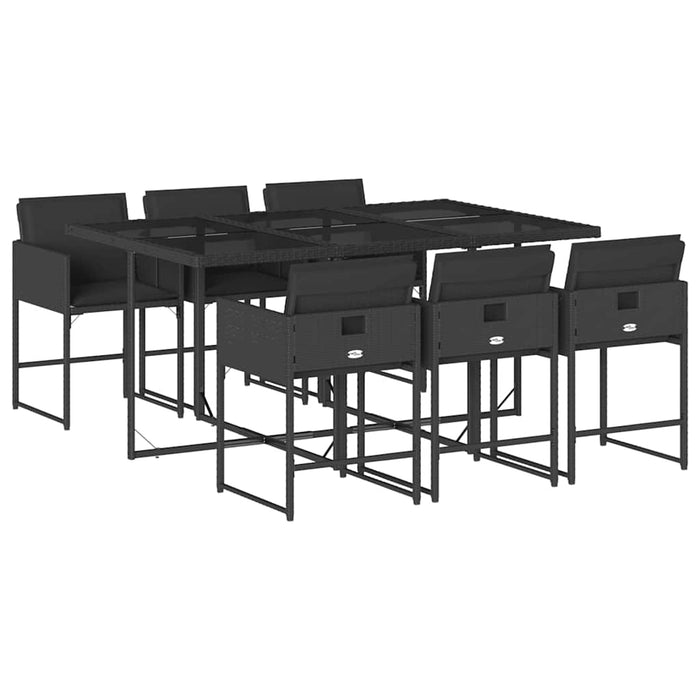 Set mobilier de grădină cu perne, 7 piese, negru, poliratan - WALTI WALTI