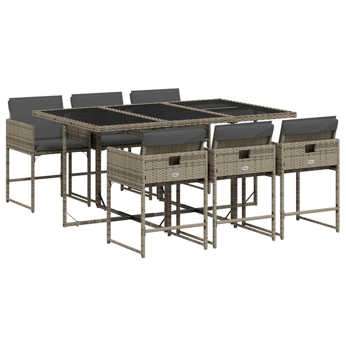 Set mobilier de grădină cu perne, 7 piese, gri, poliratan WALTI