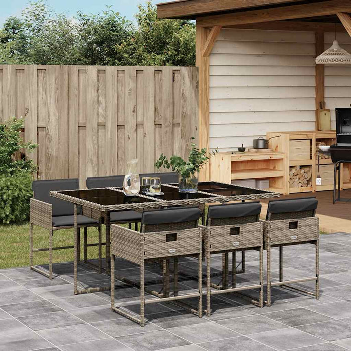 Set mobilier de grădină cu perne, 7 piese, gri, poliratan WALTI