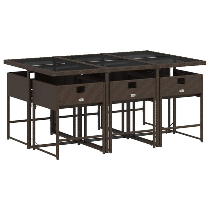 Set mobilier de grădină cu perne, 7 piese, maro, poliratan WALTI