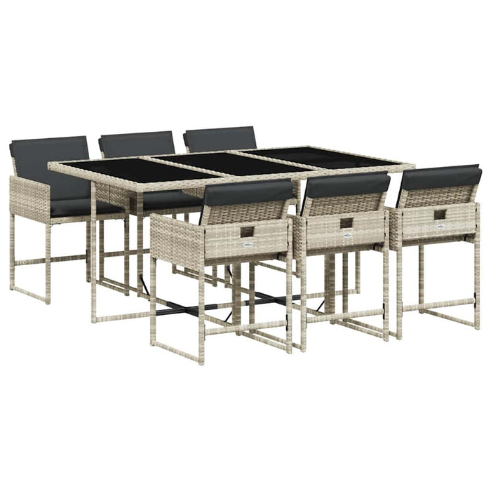 Set mobilier de grădină cu perne, 7 piese gri deschis poliratan - WALTI WALTI