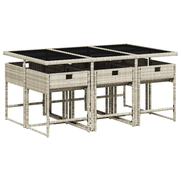 Set mobilier de grădină cu perne, 7 piese gri deschis poliratan - WALTI WALTI