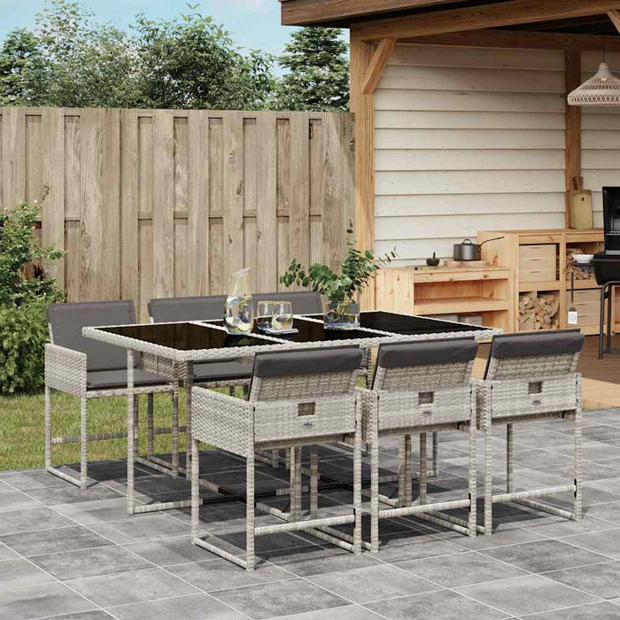 Set mobilier de grădină cu perne, 7 piese gri deschis poliratan - WALTI WALTI