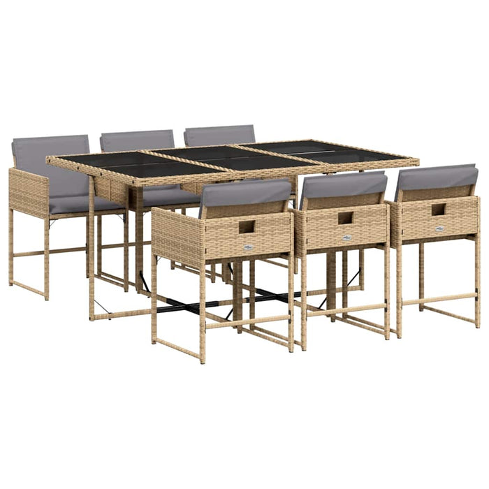 Set mobilier pentru grădină, 7 piese, cu perne, bej, poliratan - WALTI WALTI