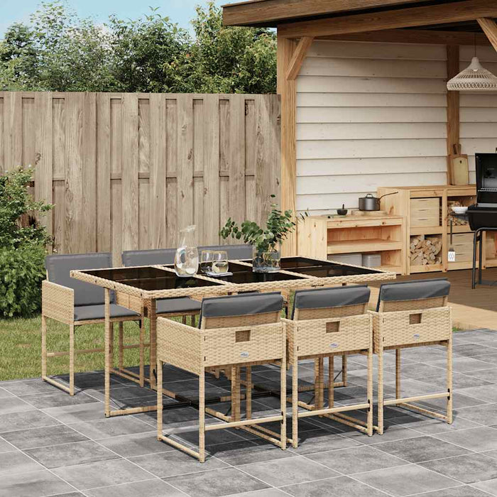 Set mobilier pentru grădină, 7 piese, cu perne, bej, poliratan - WALTI WALTI