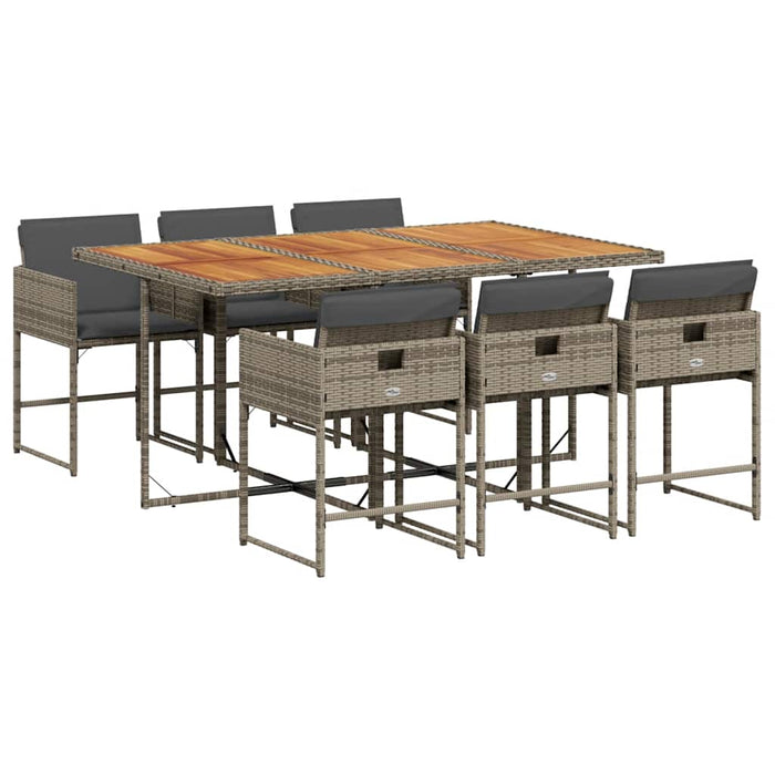 Set mobilier de grădină cu perne, 7 piese, gri, poliratan WALTI