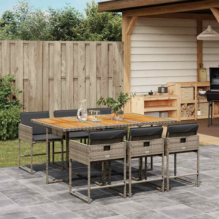 Set mobilier de grădină cu perne, 7 piese, gri, poliratan WALTI