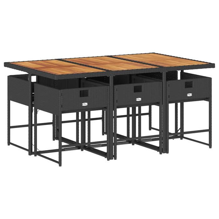 Set mobilier de grădină cu perne, 7 piese, negru, poliratan - WALTI WALTI