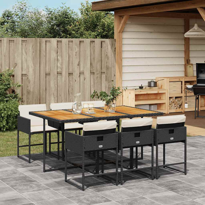 Set mobilier de grădină cu perne, 7 piese, negru, poliratan - WALTI WALTI