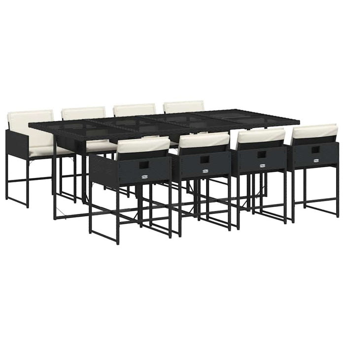 Set mobilier de grădină cu perne, 9 piese, negru, poliratan - WALTI WALTI