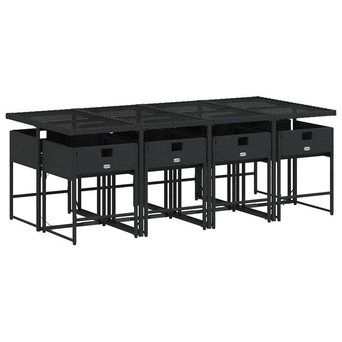 Set mobilier de grădină cu perne, 9 piese, negru, poliratan - WALTI WALTI