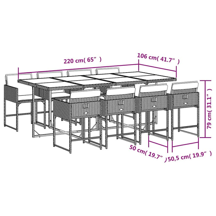 Set mobilier de grădină cu perne, 9 piese, negru, poliratan - WALTI WALTI