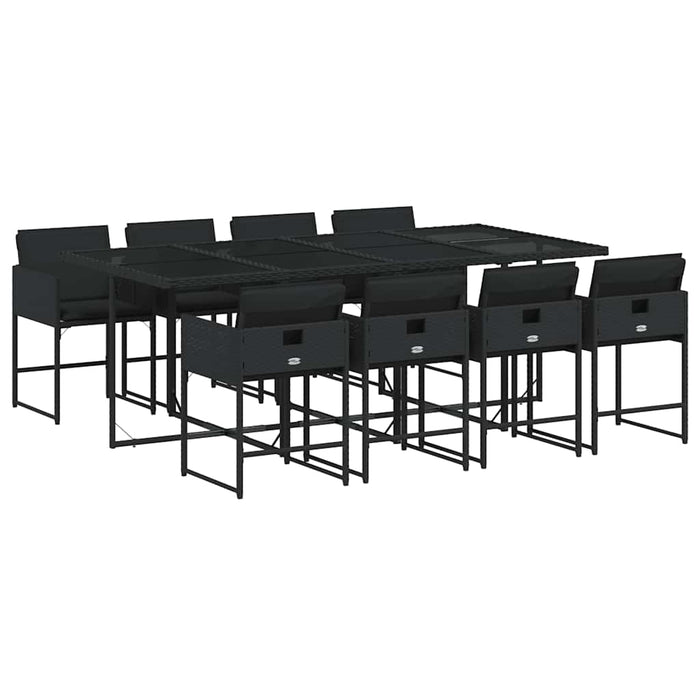 Set mobilier de grădină cu perne, 9 piese, negru, poliratan - WALTI WALTI