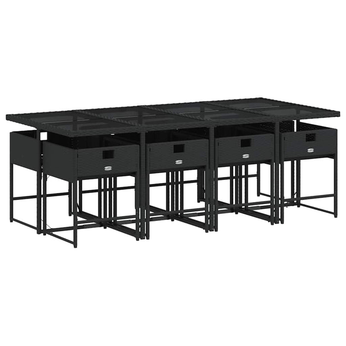 Set mobilier de grădină cu perne, 9 piese, negru, poliratan - WALTI WALTI