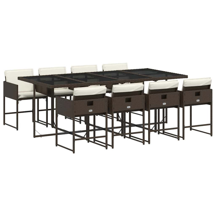 Set mobilier de grădină cu perne, 9 piese, maro, poliratan - WALTI WALTI