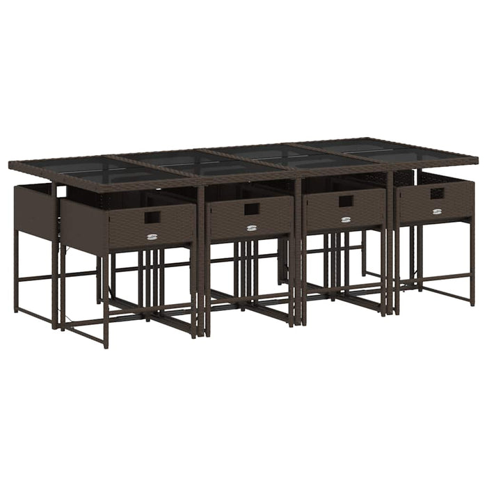 Set mobilier de grădină cu perne, 9 piese, maro, poliratan - WALTI WALTI