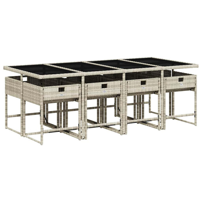 Set mobilier grădină cu perne, 9 piese, gri deschis, poliratan - WALTI WALTI