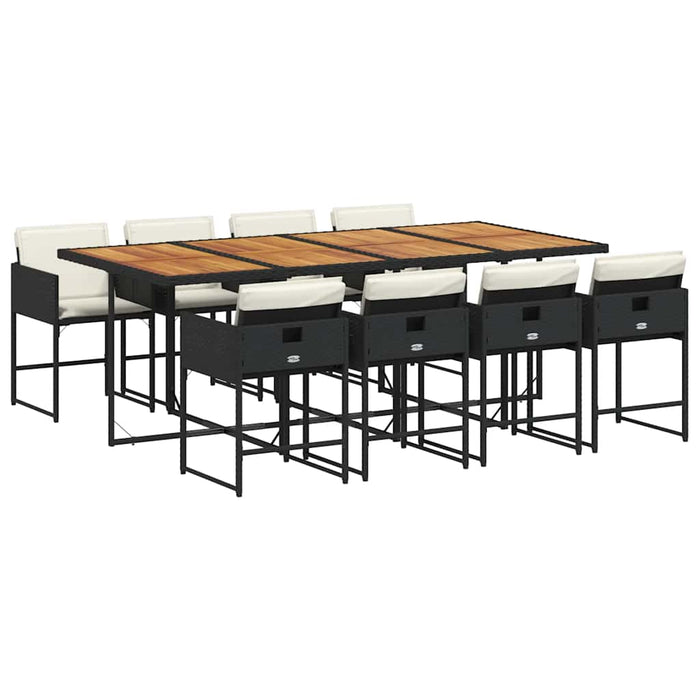 Set mobilier de grădină cu perne, 9 piese, negru, poliratan - WALTI WALTI